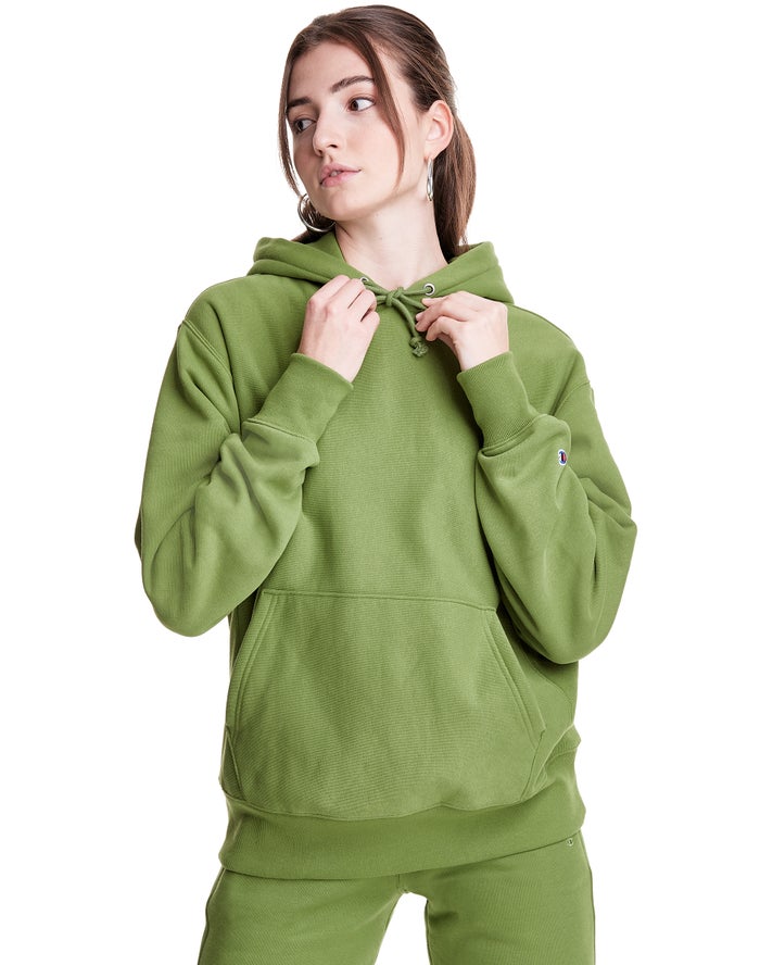 Champion Womens Hoodie NZ - Reverse Weave Boyfriend Green ( 7485-UPGMA )